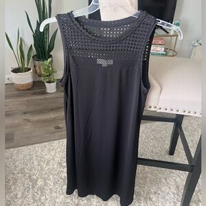 EUC MICHAEL KORS Black Laser Cut Perforated Mesh Knit Shift Dress, M